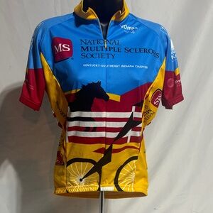 Women's Cycling fitted shirt - Blue, Yellow, Red